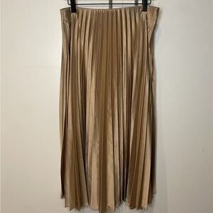 Zara Chic metallic Gold Pleated A-Line Skirt